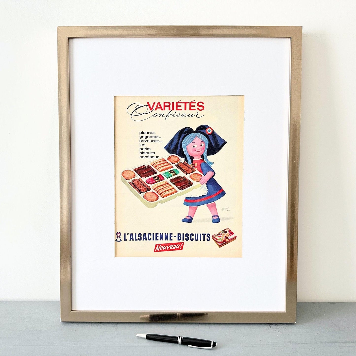 Original 1950s Vintage Chocolate Sweets and Cookies Ad Poster by Morvan from Authentic Magazine