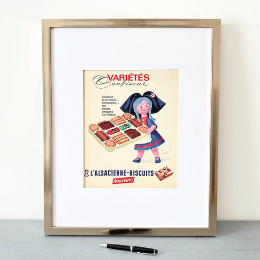 Original 1950s Vintage Chocolate Sweets and Cookies Ad Poster by Morvan from Authentic Magazine
