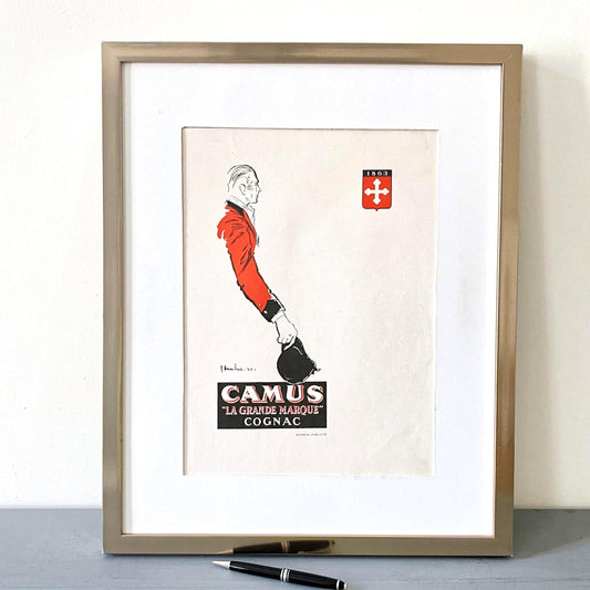 Vintage Camus Cognac Ad - 1950s Vogue Print - French Bar Decor