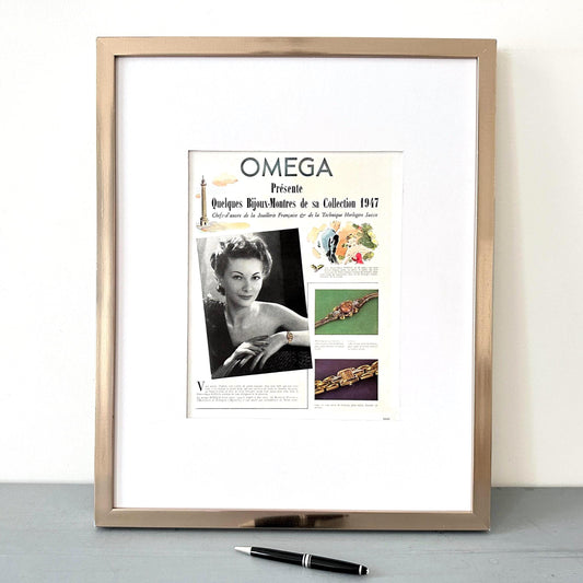 Vintage Omega Watch Ad Poster: 1940s French Magazine Print