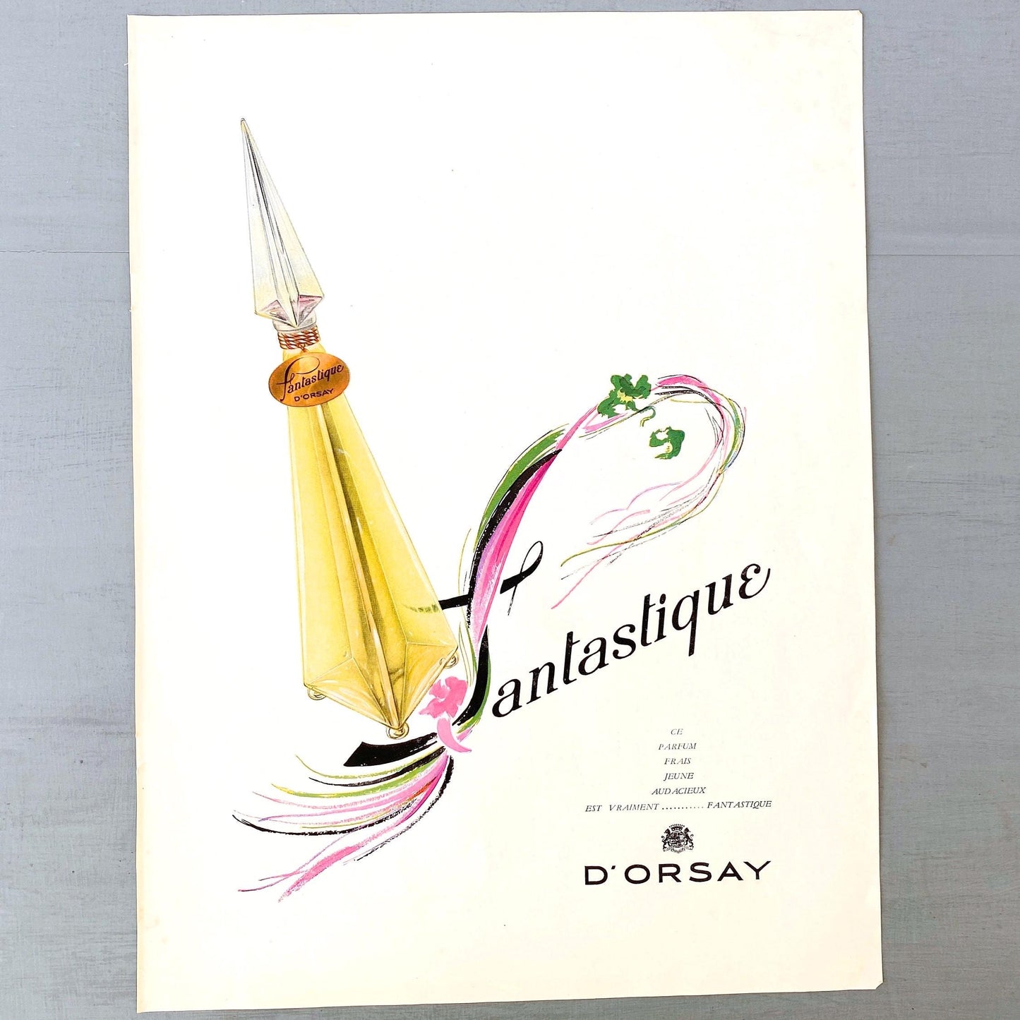 Vintage Perfume Ad Print: D'Orsay Bottle, Art Nouveau Paris Art