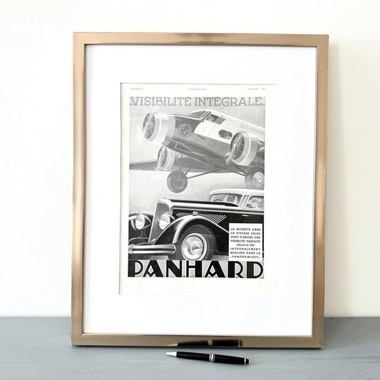 French Vintage Car Drawing Ad Poster: Minimalist Garage Art Print by Alexis Kow