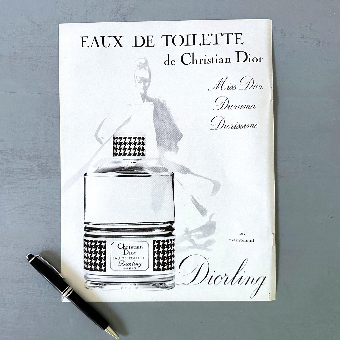 Original 1950s Vintage Dior Perfume Ad Poster: Parisian Woman Print by Rene Gruau