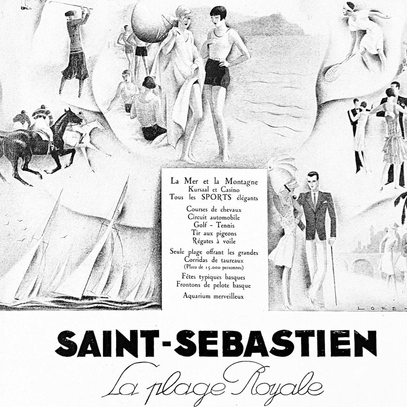 Authentic 1920s Vintage St Sebastien Beach Poster: Original French Travel Print