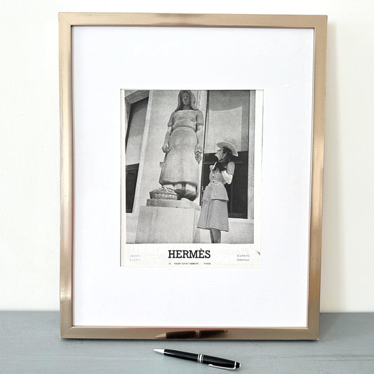 Original 1940s Vintage Hermes Ad Poster - Lux Fashion Brand Print - Designer Brand Lover Gift for Dressing Wall Art - Original Home Decor