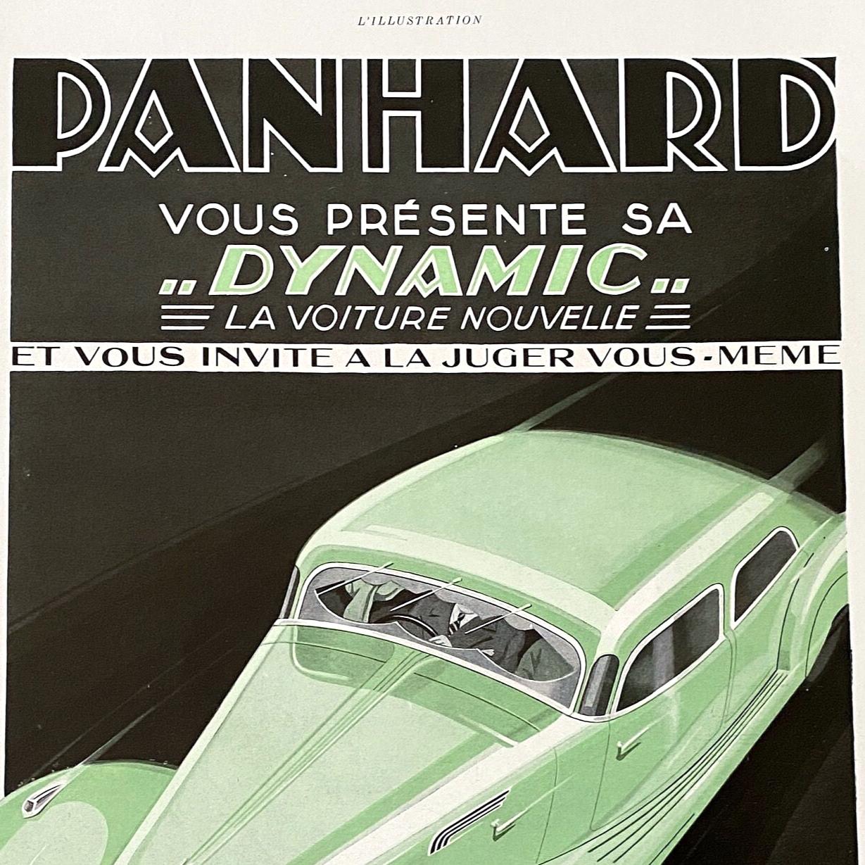Rare Vintage Panhard Car Advertisement Poster, Rare Racing Automobile Garage Wall Art