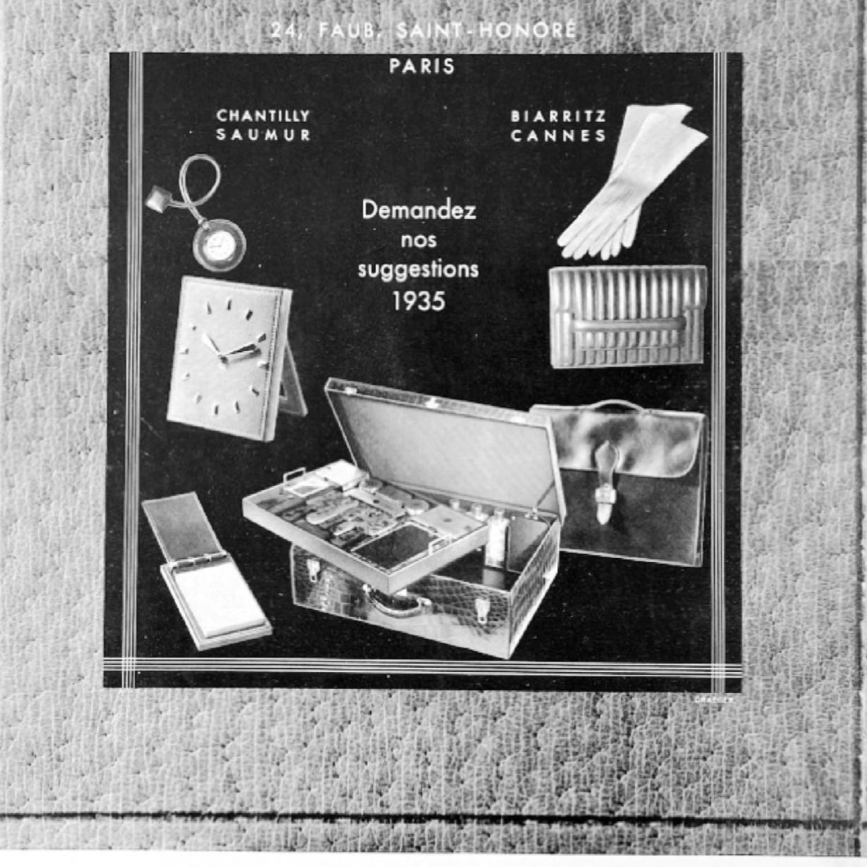 Authentic 1930s French Vintage Hermes Advertisement Print, French Fashion Travel Suitcase Wall Art Poster