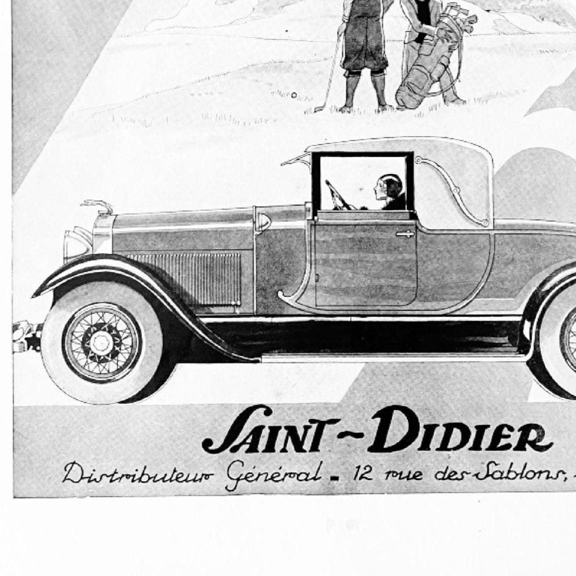 Vintage Lincoln Car Ad Print: Classic Car & Golf Poster, Ready to Frame