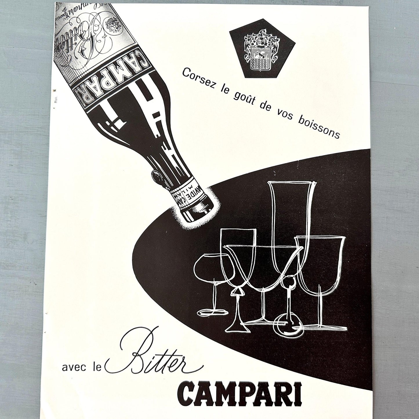 Vintage Campari Bitter Ad Poster: Mid-Century Modern Alcohol Wall Art
