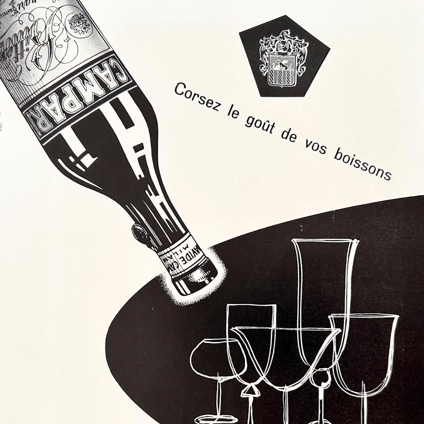 Vintage Campari Bitter Ad Poster: Mid-Century Modern Alcohol Wall Art