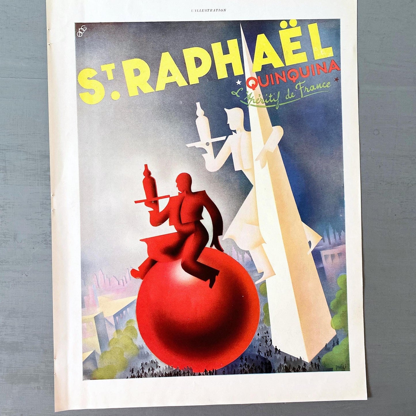 Original Vintage St Raphael Aperitif Ad Poster, Retro Midcentury Alcohol Wall Art Print Cocktail Lover Gift Mid Century Man Cave Art