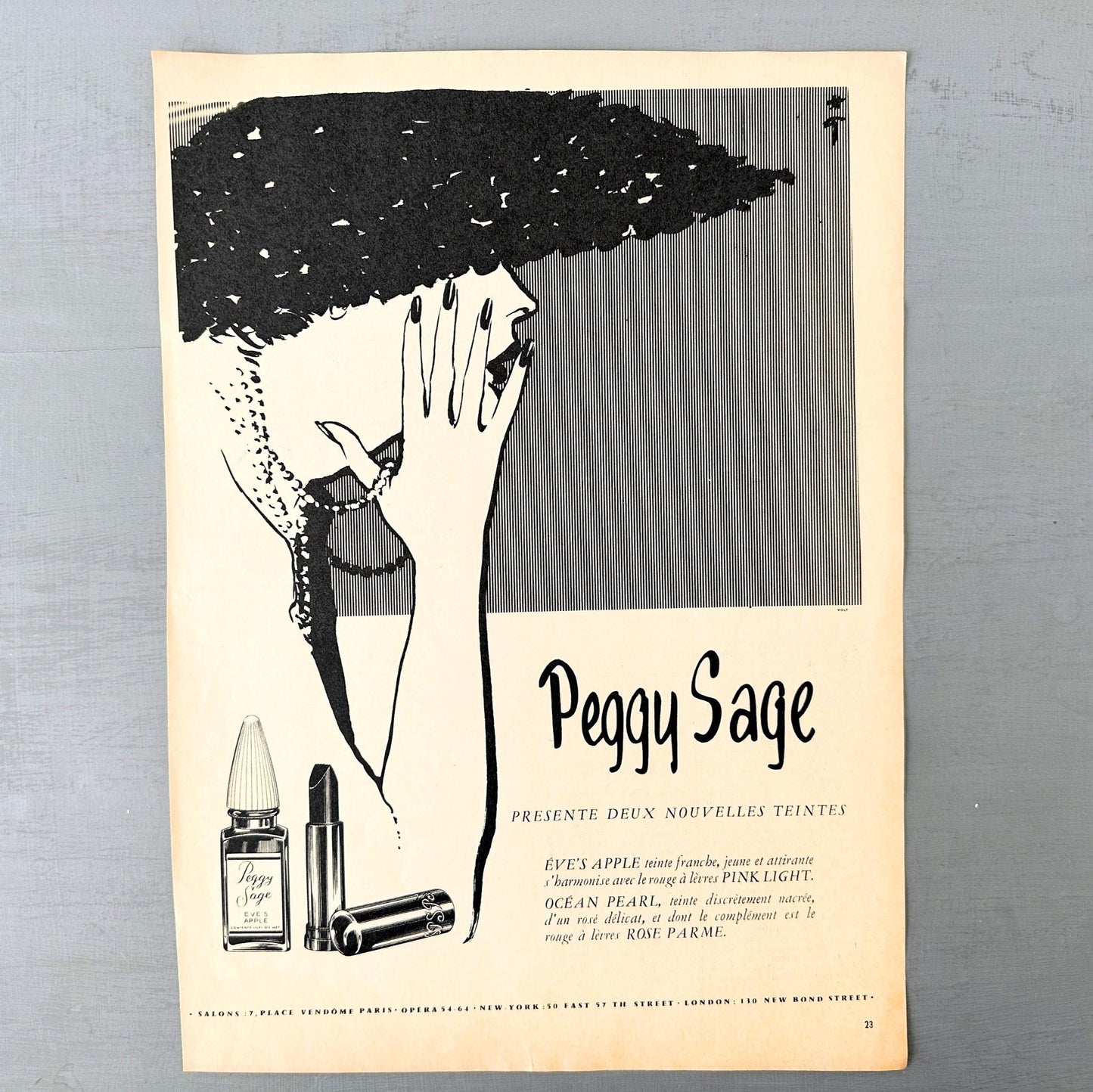 Rene Gruau Peggy Sage Lipstick Ad: 1950s French Fashion Poster
