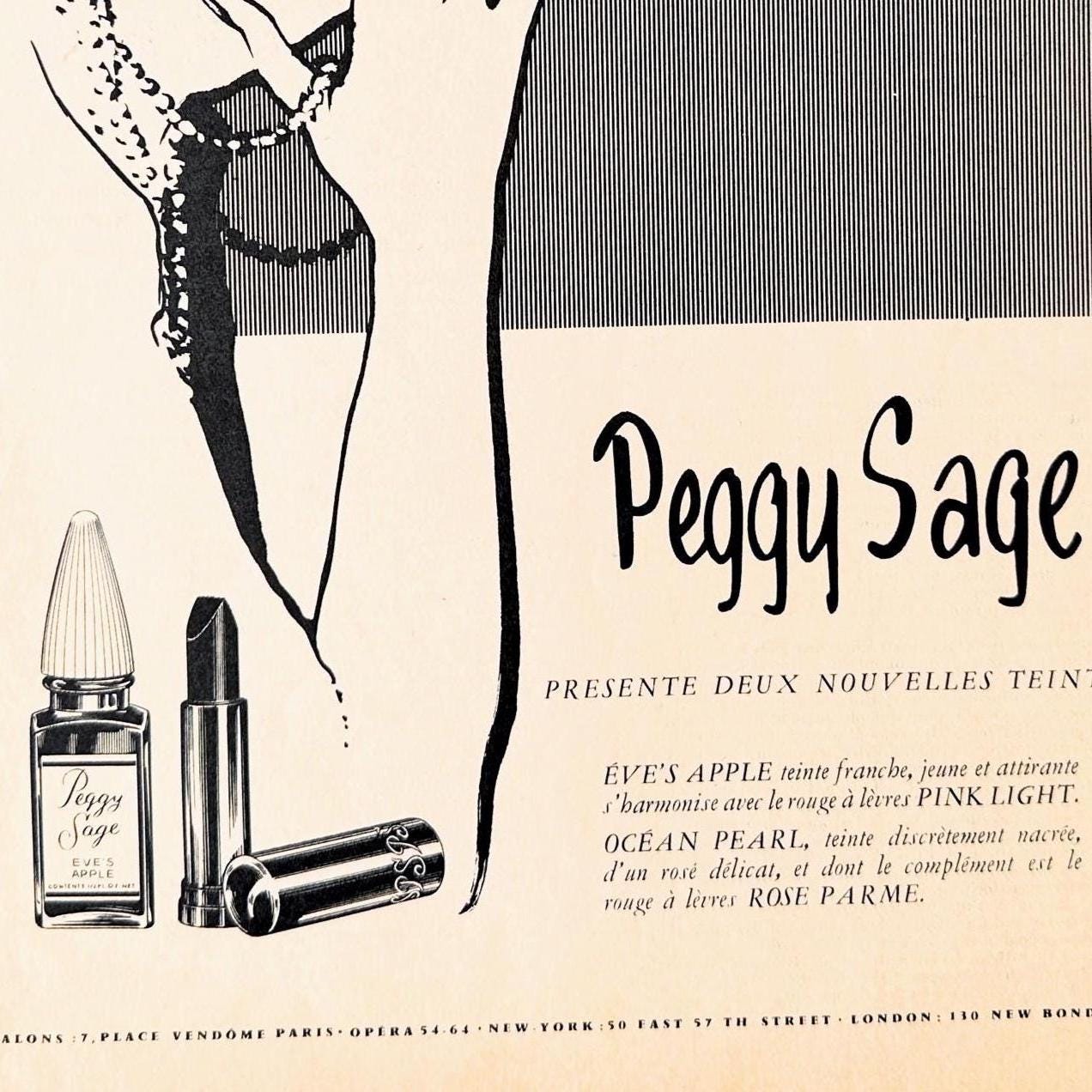 Rene Gruau Peggy Sage Lipstick Ad: 1950s French Fashion Poster