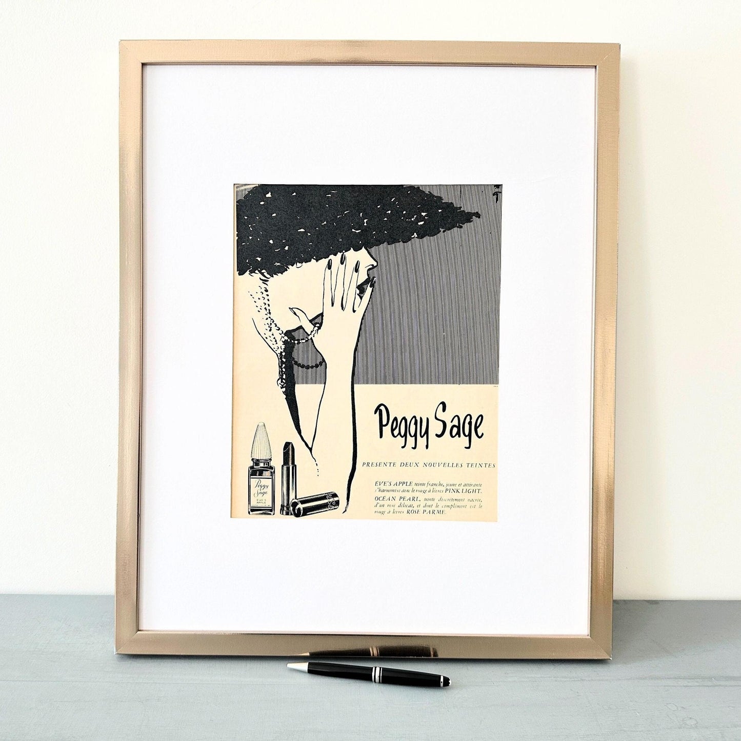 Rene Gruau Peggy Sage Lipstick Ad: 1950s French Fashion Poster