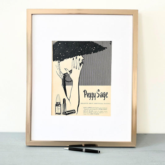Rene Gruau Peggy Sage Lipstick Ad: 1950s French Fashion Poster