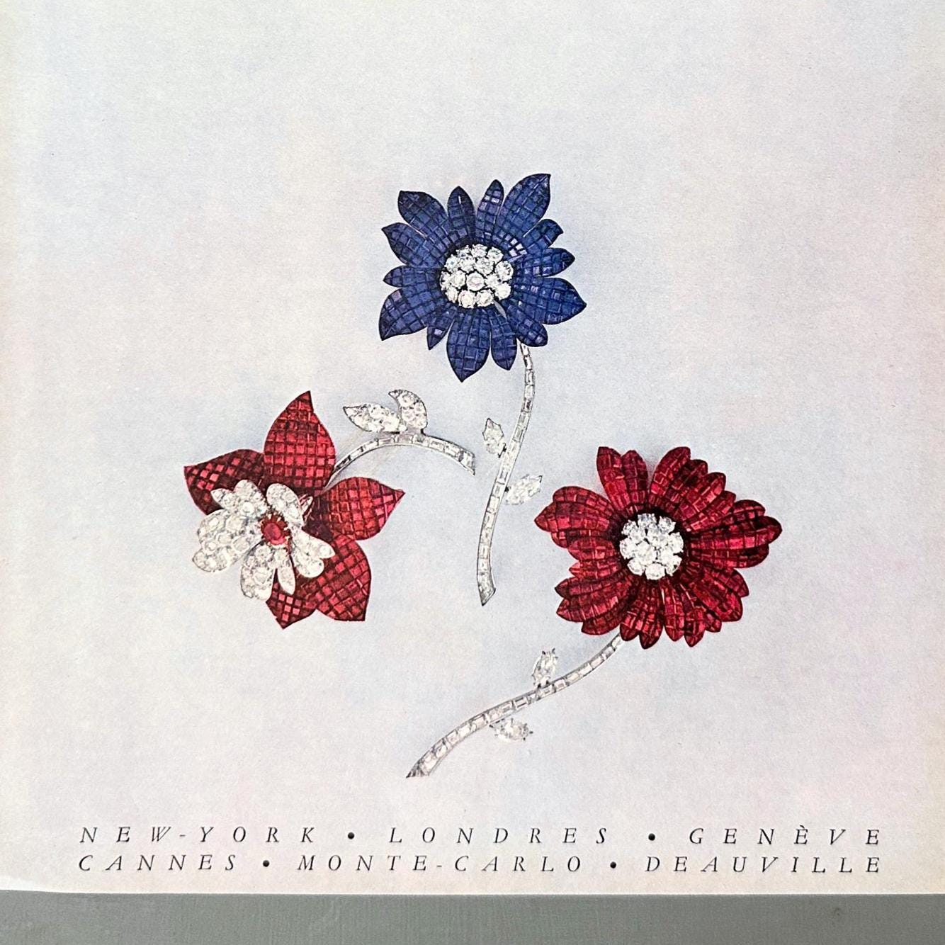 Vintage Van Cleef & Arpels Jewelry Ad: 1960s Mid-Century Modern Print