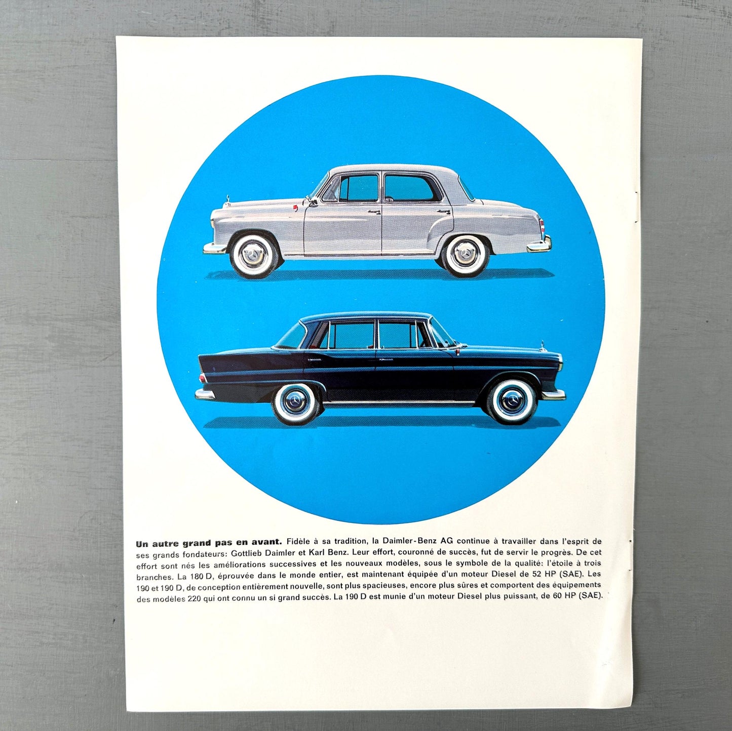 Rare Authentic Vintage Mercedes Benz 190 D Automobile Ad Wall Art - Garage Mid Century Classic Supecar Poster