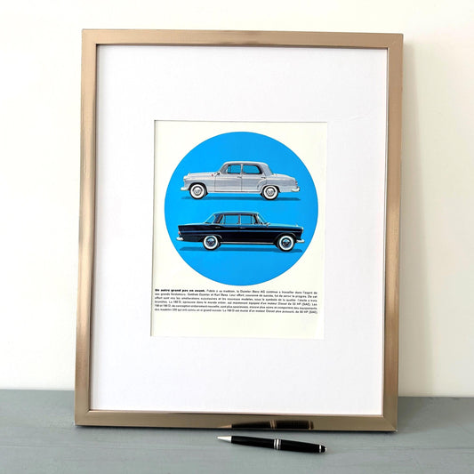 Rare Authentic Vintage Mercedes Benz 190 D Automobile Ad Wall Art - Garage Mid Century Classic Supecar Poster