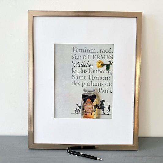 Original 1960s Vintage Hermes Ad Wall Art Print: Authentic French Perfume Poster