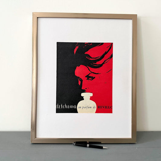 Rene Gruau Perfume Ad: 1960s Paris Style Glam Decor