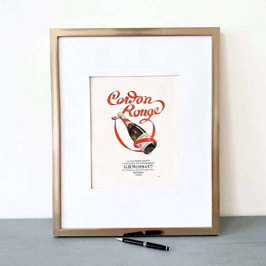 Vintage Champagne Mumm Ad Print: 1950s French Retro Bar Decor