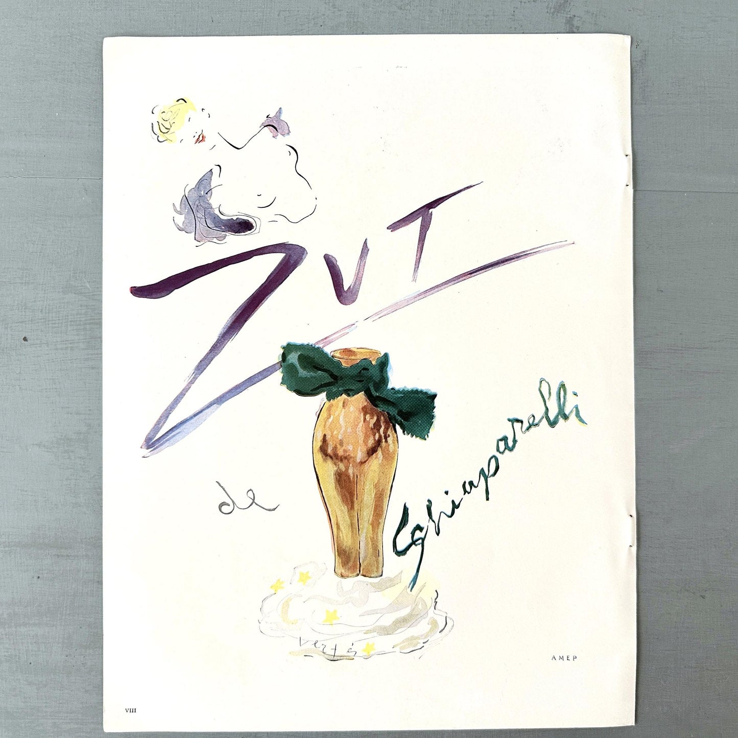 Schiaparelli Perfume Ad Poster: 1950s French Mid-Century Modern Wall Art