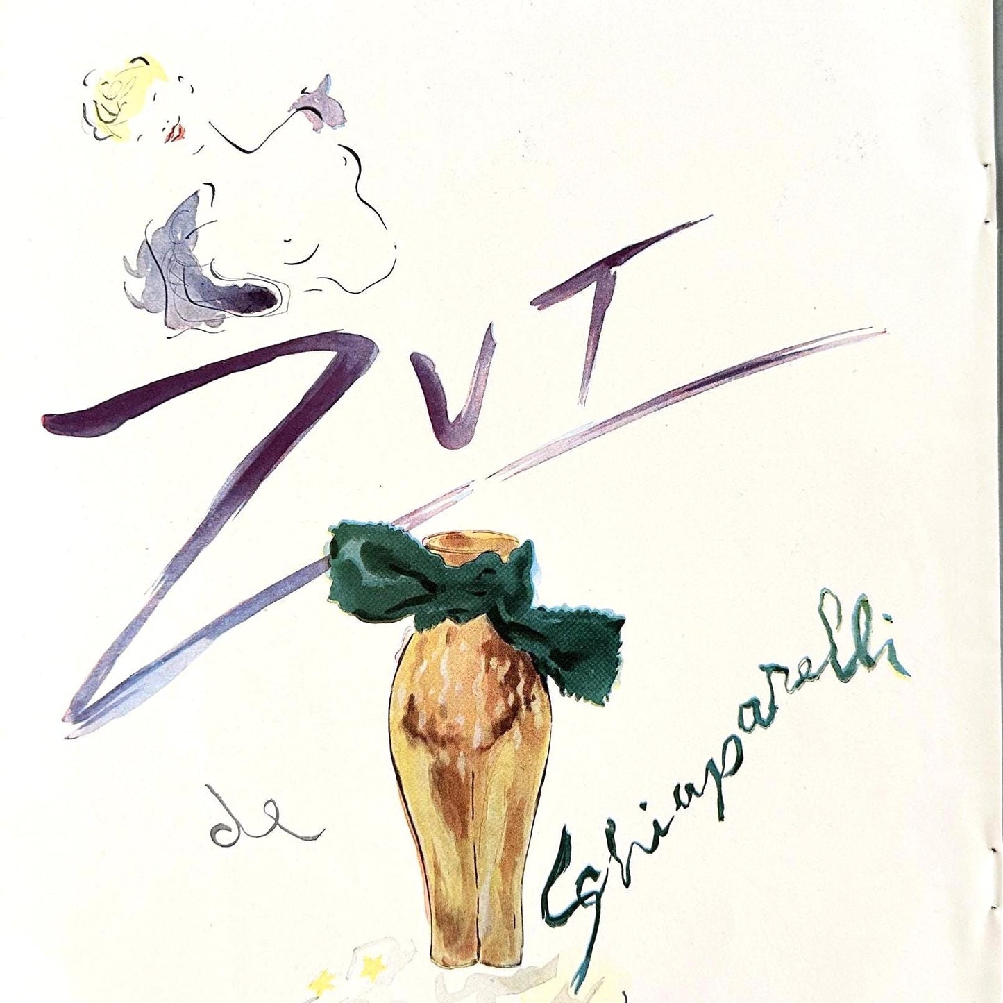 Schiaparelli Perfume Ad Poster: 1950s French Mid-Century Modern Wall Art