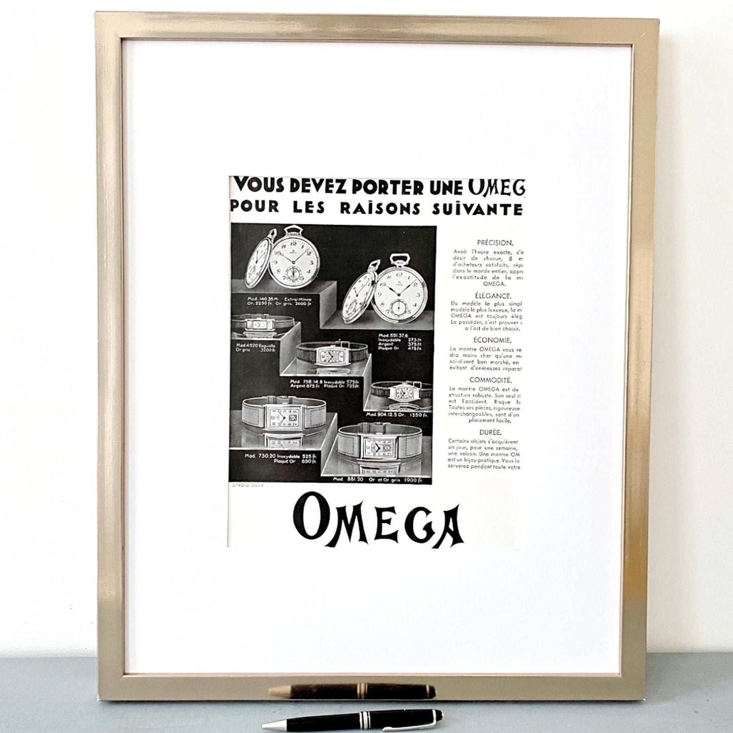 1930s Omega Watch Ad Poster: Rare Swiss Vintage Print