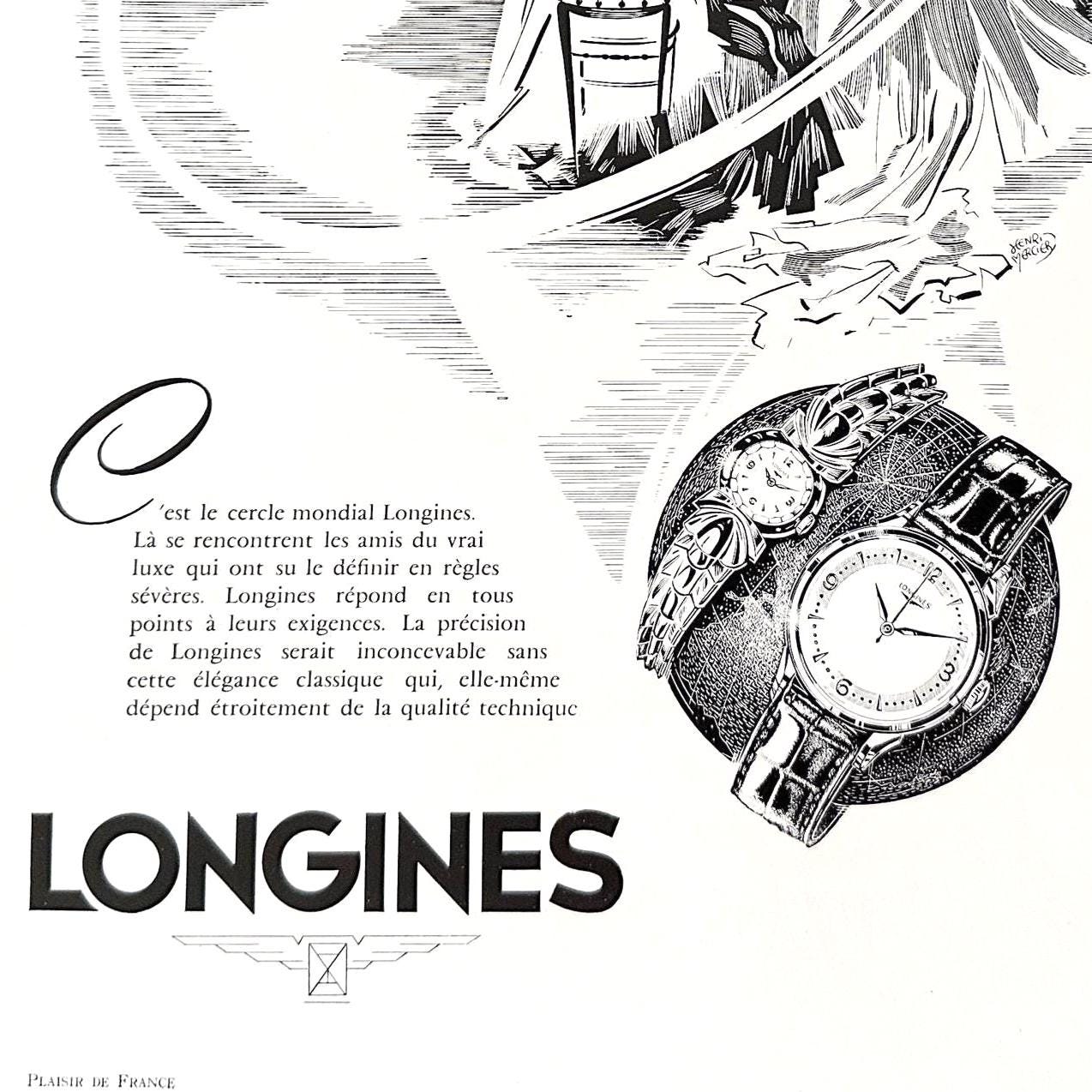 Vintage 1950s Longines Watch Ad Poster: Swiss High Horology Art