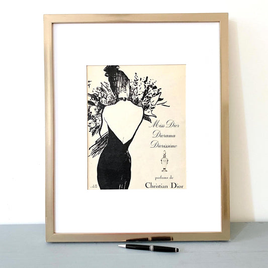 Authentic 1950s Vintage Dior Perfume Ad Print by Rene Gruau: Paris Fashion Poster