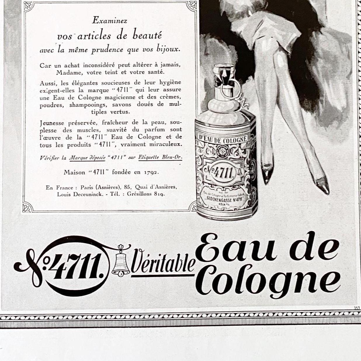 1930s 4711 Cologne Ad Print: Art Deco Couple Poster, Rare French Perfume Decor