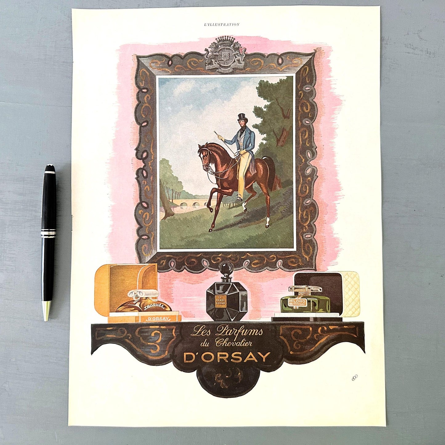 Original 1930s Vintage French Perfume D'Orsay Ad Print: Belle Epoque Wall Art Poster