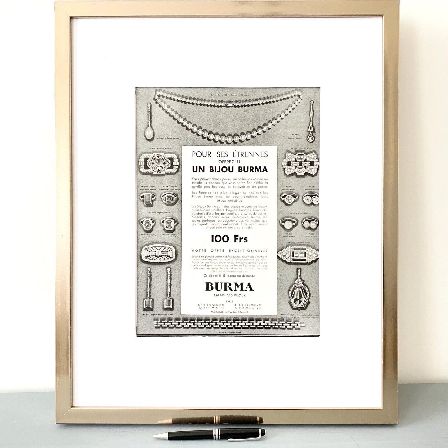 1930s French Jewelry Ad: Rare Vintage Wall Art Print