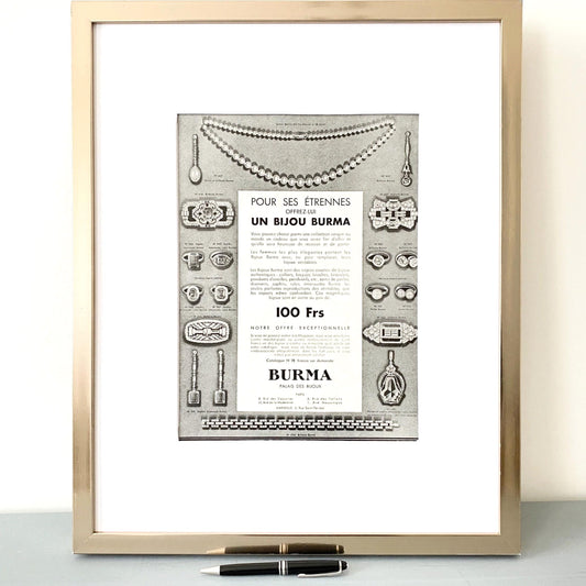 1930s French Jewelry Ad: Rare Vintage Wall Art Print
