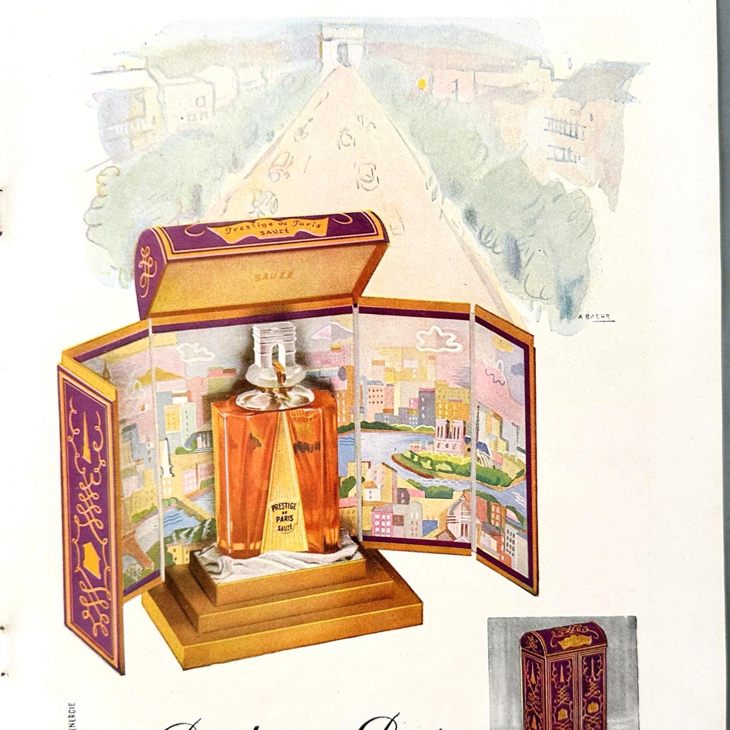Vintage French Perfume Ad Print: Rare 1940s Parisian Wall Art