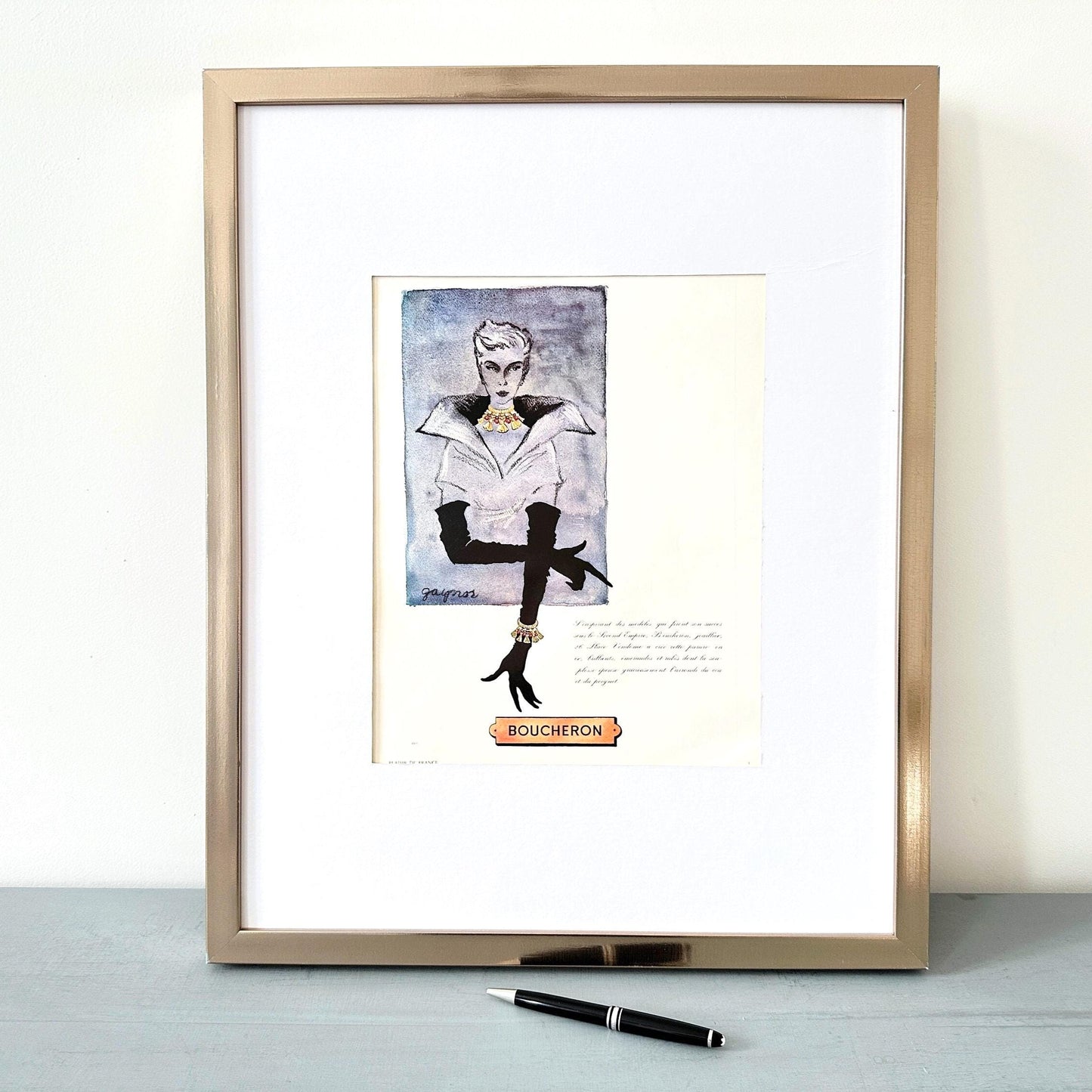 Original 1950s Vintage Boucheron Jewellery Advertisement Print from Authentic French Magazine