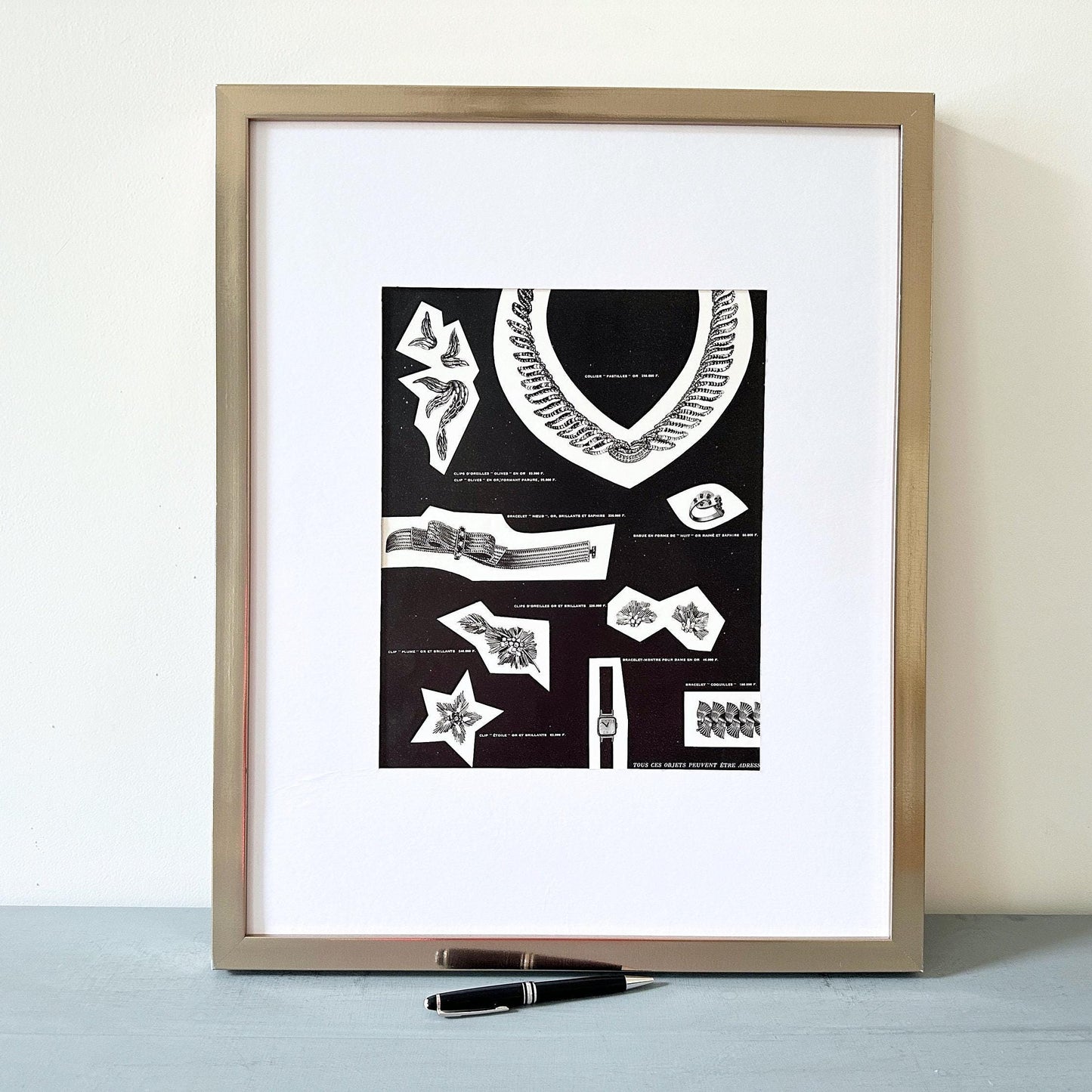 Vintage Boucheron Jewelry Ad Poster: Vogue Mid-Century Modern Wall Art