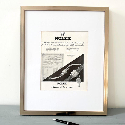 Original 1950s French Vintage Rolex Swiss Watch Advertisement Poster