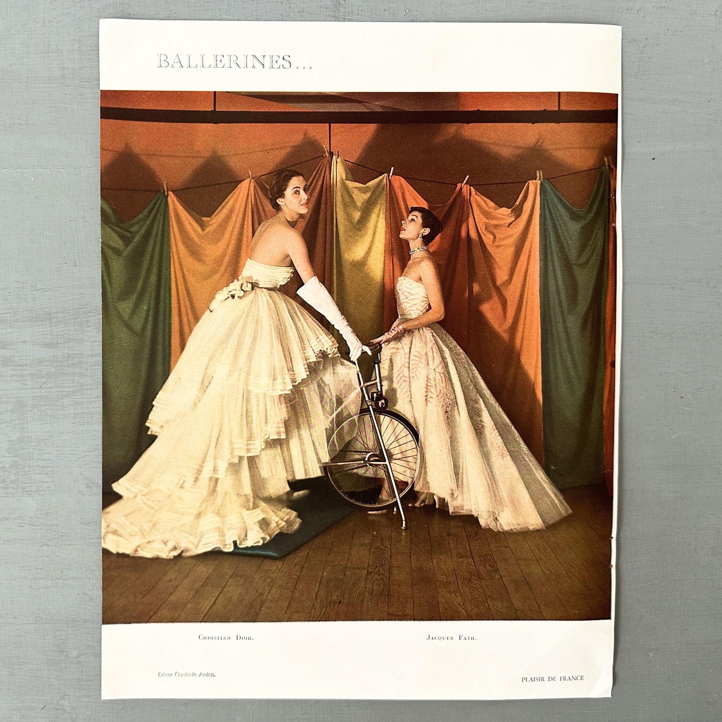 Original 1950s Dior Fashion Photo Print - Vintage Page from French Magazine