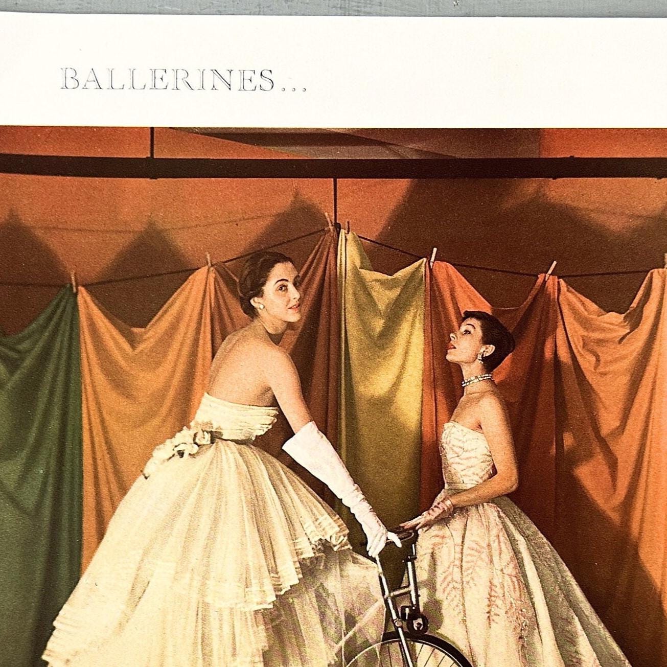 Original 1950s Dior Fashion Photo Print - Vintage Page from French Magazine