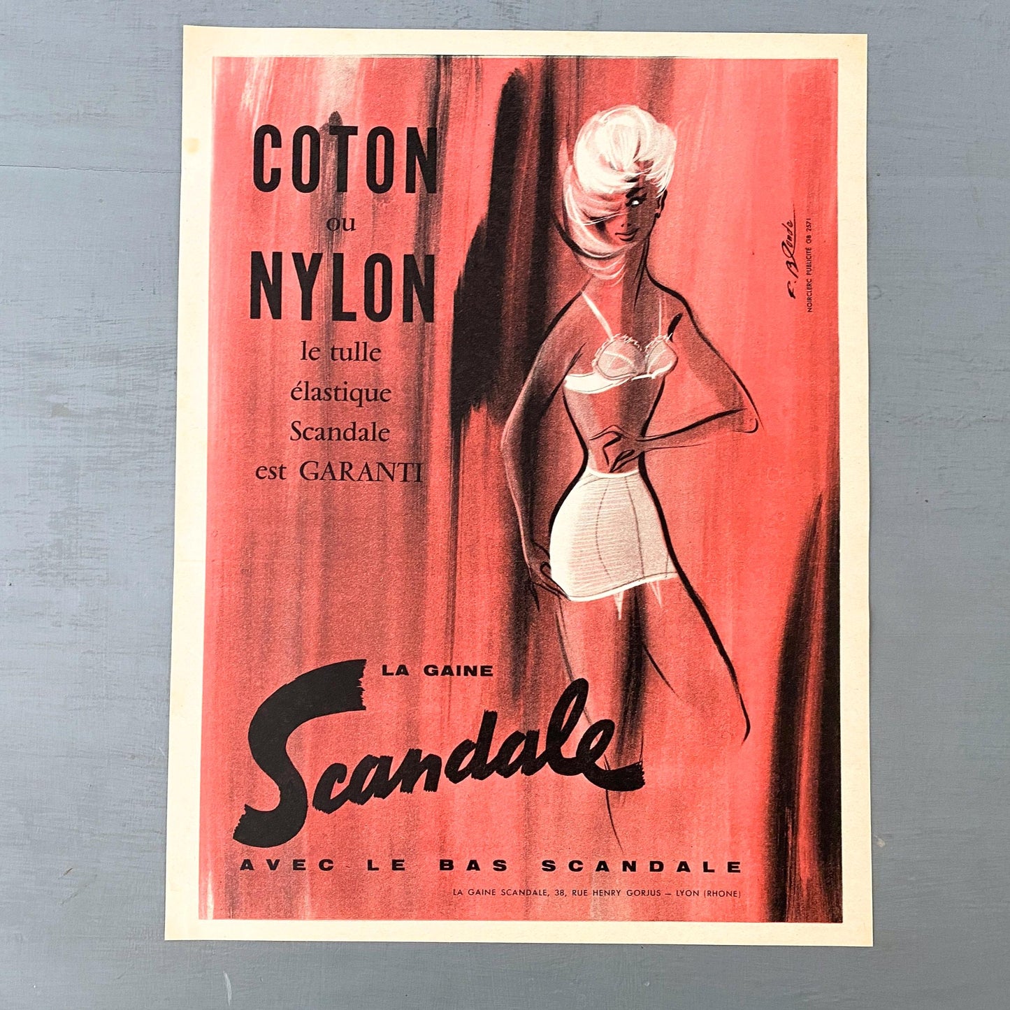 Authentic 1950s Vintage Lingerie Advertisement Print from French Magazine