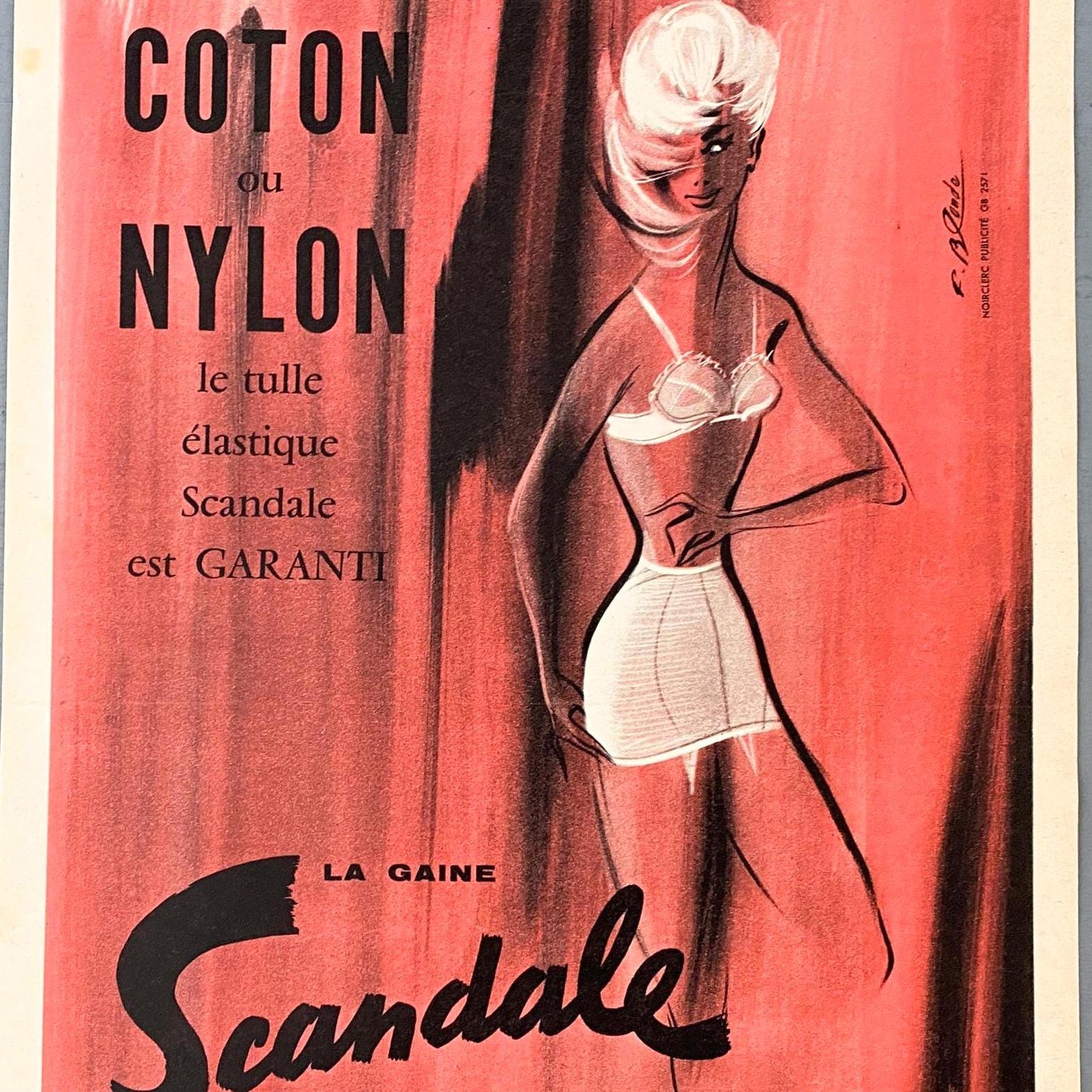 Authentic 1950s Vintage Lingerie Advertisement Print from French Magazine