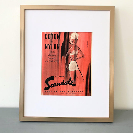 Authentic 1950s Vintage Lingerie Advertisement Print from French Magazine