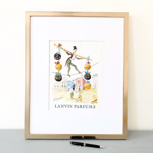 Authentic 1950s Vintage Lanvin Perfume Advertisement Print: Original Page from French Magazine