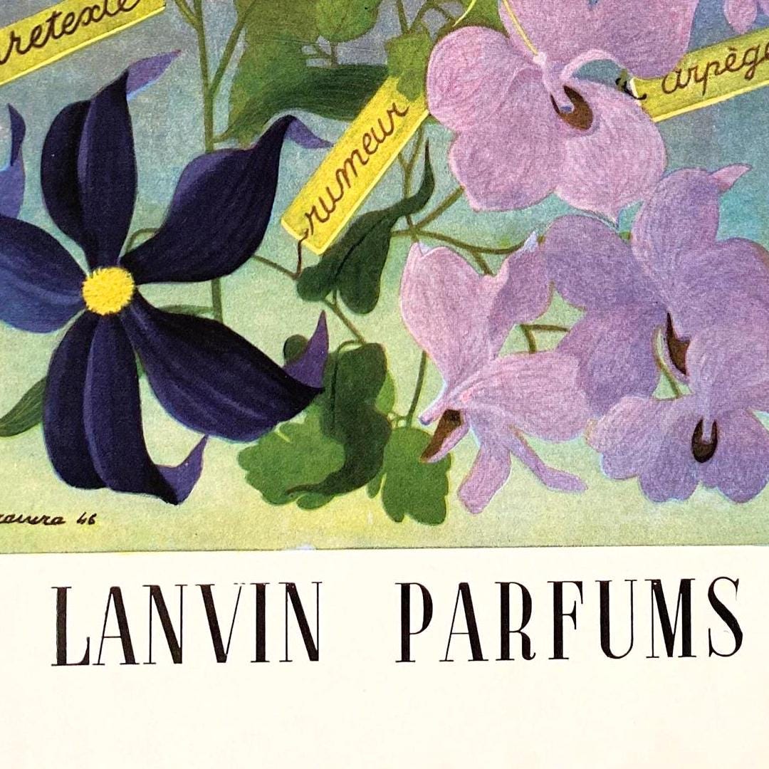 Authentic 1950s French Vintage Lanvin Perfume Advertisement Print