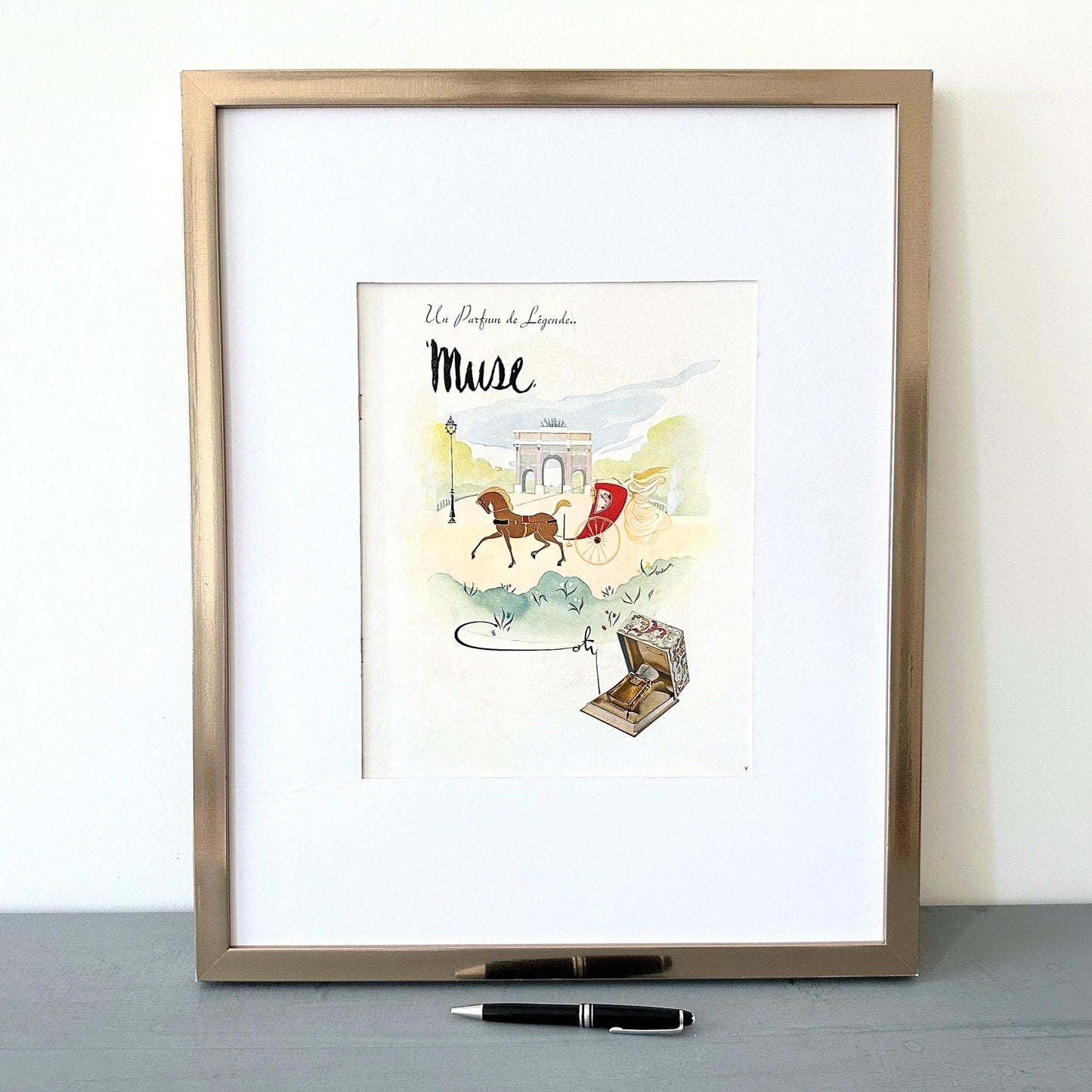 Authentic 1940s Vintage Coty Muse Perfume Bottle Advertisement Print - Original French Magazine Page