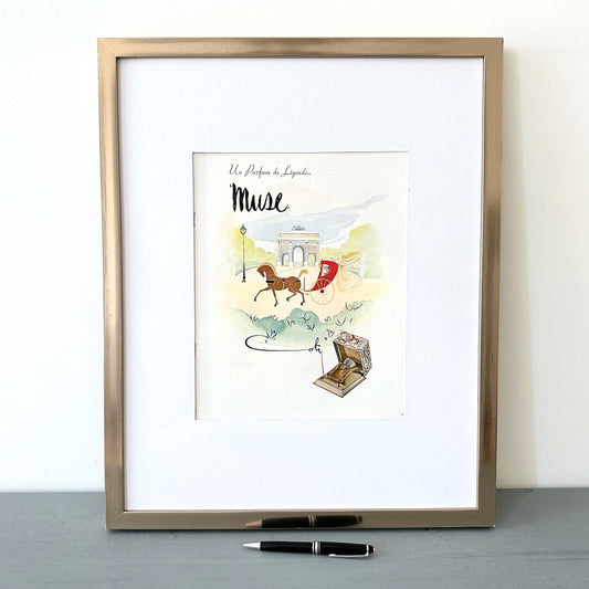 Authentic 1940s Vintage Coty Muse Perfume Bottle Advertisement Print - Original French Magazine Page