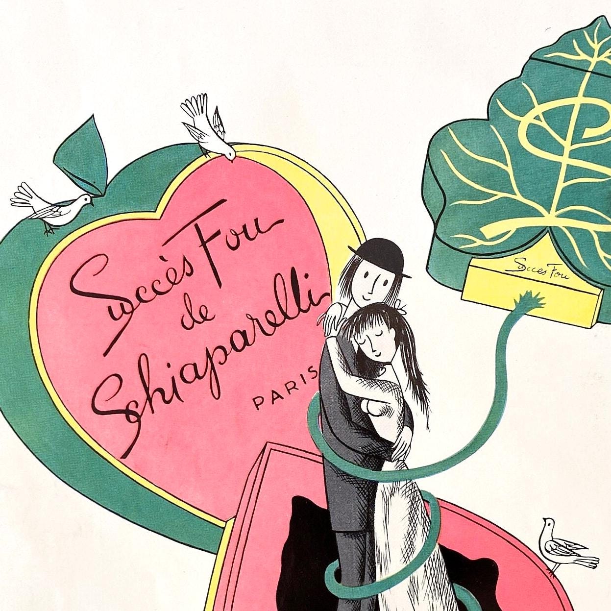 Authentic 1950s Vintage Schiaparelli Perfume Advertisement Poster: Original French Print
