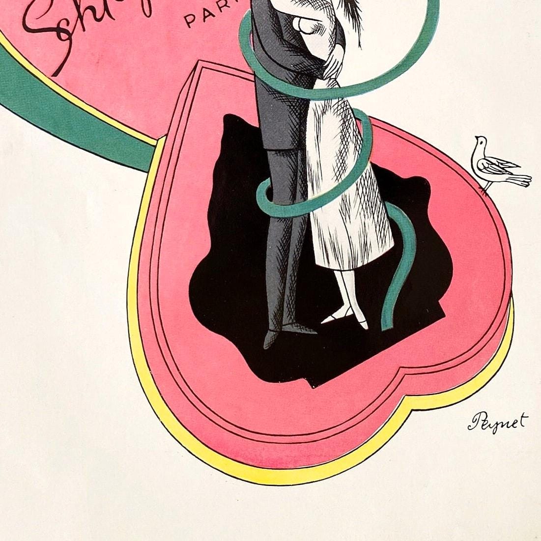 Authentic 1950s Vintage Schiaparelli Perfume Advertisement Poster: Original French Print