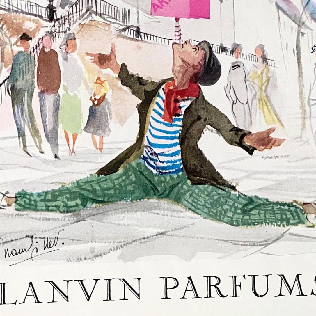 Authentic French 1950s Vintage Lanvin Perfume Advertisement Print from Vogue Magazine